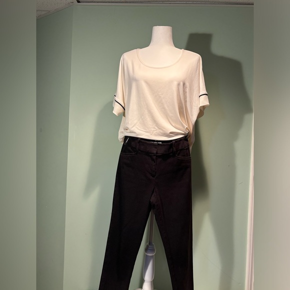 Loft black polka dotted slim ankle pant size 6 - Picture 2 of 8